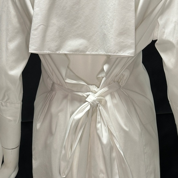 Milly Size 8 Open Shoulder, Open Back, Button Up Shirt Dress with Tie White - Picture 7 of 8